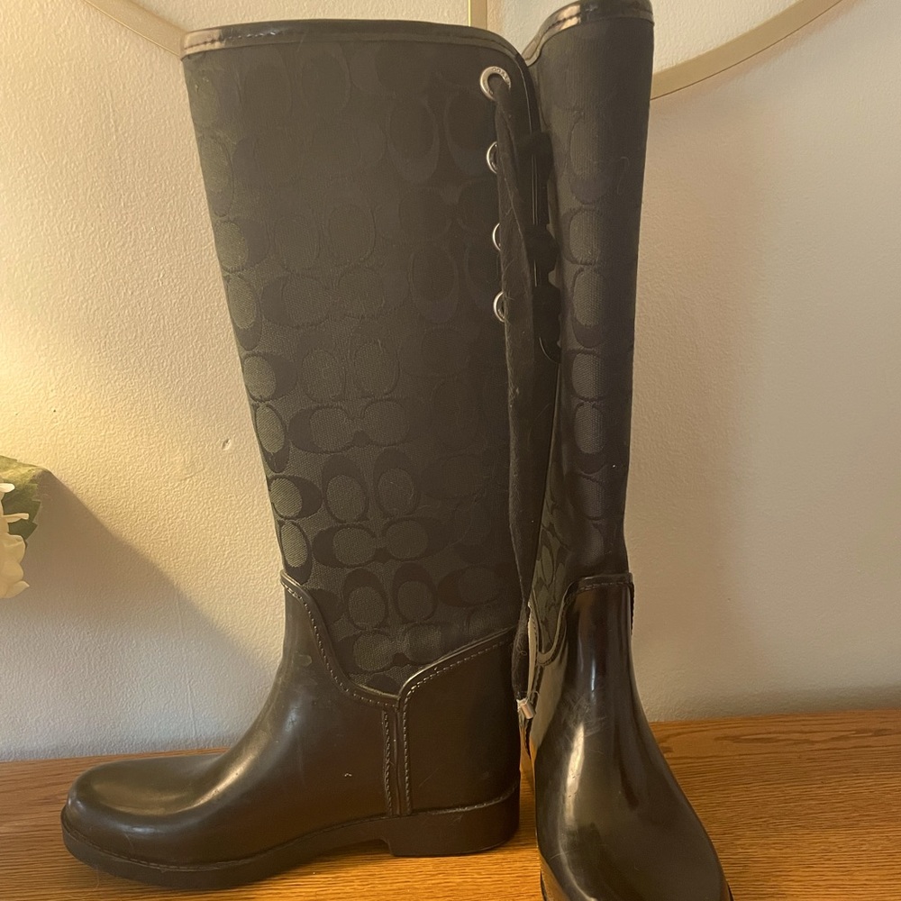 Black Coach Tristee rain boot. Size 6. Style 1284/A7431